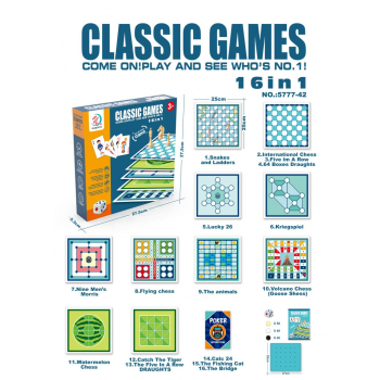 Mega zestaw Gier planszowych 16w1 dla dzieci i dorosłych Planszówki + Gry karciane i logiczne